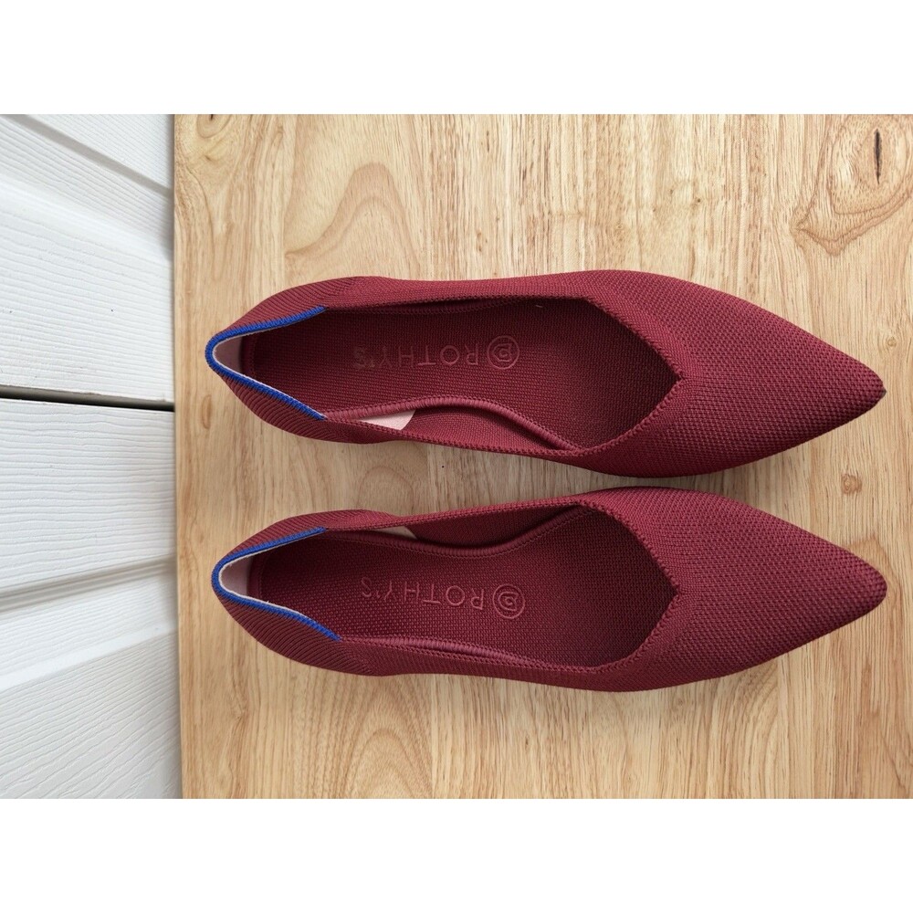 ROTHY'S The Point Ballet flats Red Wine textured knit fabric pointed toe size 9 - Picture 10 of 11